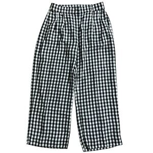 J.Crew Wide Leg Drapey Pants 2 Gingham Black/White/Grey Size 4